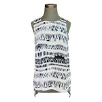 Philosophy Women's Black White Abstract Print Sleeveless Blouse S Loose Fit EXC