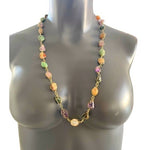 Vintage Gold Tone Wire Caged Multi Gemstone Statement Necklace 30.5" Unique EXC