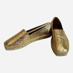 Franco Sarto Kenna Gold Crinkle Leather Espadrilles Slip On Loafers Size 5.5 NIB