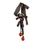 Halloween Pumpkin Garland 13" Orange Black Metal Jingle Bells Wall Door Hanging
