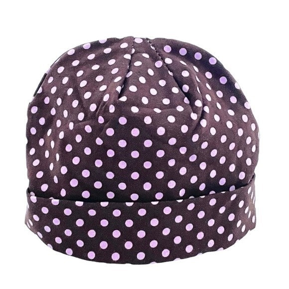 Brown Polka Dot Soft Cotton Unisex Baby Beanie Hat Size 0-6 Months NWOT