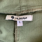 Human Women's Olive Green Hooded Windbreaker Parka L Half Zip Polyester VG
