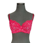 Victoria's Secret Very Sexy Hot Pink Floral Lace Bra Size 36D Demi EXC