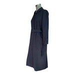 Authentic Burberry 100% Wool Navy Blue Midi Trench Coat Women's 10 Waterproof