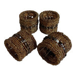 Vintage Set of 4 Copper Handmade Micro Beaded Napkin Rings Moroccan Napkin Rings
