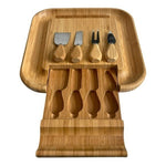 Bamboo Wood Cheese Board Charcuterie Platter Set with Cutlery 12.5" NIB