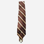 Vintage Christian Dior Signature Brown Gold Stripe 65% Silk Mens Neck Tie 57" VG