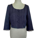 Ann Taylor Loft Womens Dark Blue Cropped Blazer Jacket Size 10