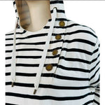 Ralph Lauren Jeans Women's Striped Hoodie XL Navy Blue Cotton LRL Sweatshirt VG