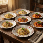 Chinese Calligraphy Shou Porcelain Pasta Soup Bowl Set of 7 White Red 8.5" EXC