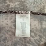 ROSSO PICANTE Womens Top S Brown Grey Animal Print Sheer Stretch Crewneck Blouse