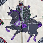 Designer Equestrian Animal Print Silk Scarf 34"x34" Handmade France Purple Green