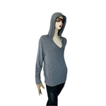 PROLOGUE Womens Hoodie M Grey V Neck Long Sleeve Rayon Blend Side Pockets VG Dis