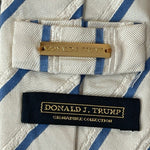 Donald J Trump Signature Collection Off White Blue Gold Stripe Silk Men Neck Tie