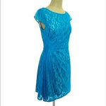 Jessica Simpson Women's Turquoise Lace Cocktail Dress 8 V-Back Fit Flare NWT