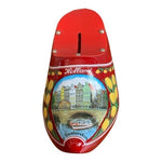Dutch Wooden Shoe Piggy Bank Red Lacquer Amsterdam Tulips Holland Souvenir Clog