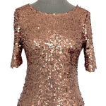 ARK & CO Rose Gold Sequin Bodycon Dress Size 4 Open Back Short Sleeve NWT