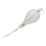 Silver Glitter Teardrop Christmas Ornament 9” Beaded Holiday Tree Decor