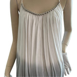 Bali Queen Women's White Grey Metallic Bead Neckline Dress Midi Rayon Adjustable