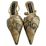 Vintage VERDECCHIA & MAINQUA Gold Snakeskin Leather Mules EU35 US5.5