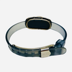 Women’s Blue Crystal Stainless Steel Plate Vinyl Band Bracelet