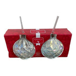 Winterberrie Lane Holiday Ornament Glasses Set of 2 17oz Iridescent Silver NIB