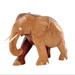 Hand Carved Tan Wood Elephant Statue 4" Artisan Figurine Home Decor Imported VG