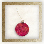 Glittery Ball Ornament Textured Christmas Tree Ornament Fuchsia Holiday Decor
