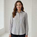 Orvis Women's Grey Silk Long Sleeve Button Up Dress Shirt L (14-16) NWT
