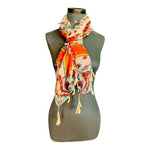 Designer Multicolor Paisley Print Square Scarf 48"x48" Handmade Fringe Shawl VG