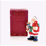 Vintage Sparkles Jolly Santa 3D Musical Ornament Hand Painted Collectible NIB
