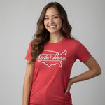 Made Here Cross Country Women’s T-Shirt Heather Strawberry White Cotton Tee L
