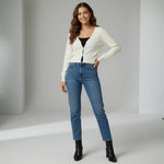 Zara Ivory Long Sleeve Button Up Sweater Cardigan Women’s Top Size L Fits M NWOT