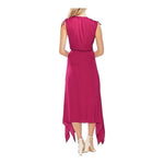 Vince Camuto Women's Magenta Pink Silky Asymmetrical V-Neck Dress XL $146 EXC