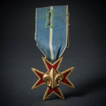 Vintage French Scouting Medal Fleur-de-Lis Star Blue Ribbon Military Collectible