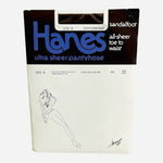 Vintage HANES Ultra Sheer Pantyhose Gently Brown Size B Sandalfoot NIB Nylon