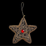 Vintage Star Gold Wire Rhinestone Christmas Tree Ornament 5"x5" Artisan Crafted