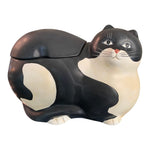 Vintage Warren Kimble Sakura Folk Art Black White Cat Cookie Jar 12"x10"x8" VG