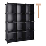 12-Cube DIY Modular Plastic Closet Organizer Bookcase Storage Shelves Black NIB