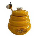 Mini Honey Pot Ceramic Jar Beehive Wood Dipper 3.5"x4" Bee Daisy Lid Add