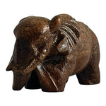 Chinese Boxwood Hand-Carved Elephant Statue 2.6" Feng Shui Good Luck Figurine
