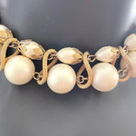 Vintage Artificial Pearl Beads Two Layer Gold Tone Necklace 15.5" Germany