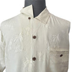 Tommy Bahama Men's Beige Silk Palm Print Hawaiian Shirt L Relaxed Fit $159 VG