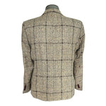 MAGE MALE Mens Check Blazer XL Tan Grey Brown Single Button Tweed Jacket NWT