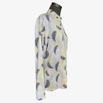 Lady Pinseeker Yellow Palm Print Golf Shirt 2XL Mock Neck Zip Long Sleeve NWT