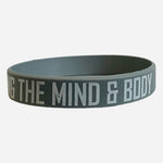 Grey Rubber Wristband Mastering Mind Body Unisex Motivational Bracelet Stretchy