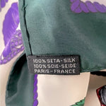 Designer Equestrian Animal Print Silk Scarf 34"x34" Handmade France Purple Green