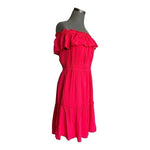 TOMMY BAHAMA Womens Dress S Fuchsia Pink Off Shoulder Ruffle Mini Rayon Modal