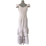 NICOWA Gray Ruffle Hem Fit Flare Maxi Dress Zip Back Evening Gown Size S-M