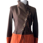 Maria Grazia Severi Wool Blend Suit Blazer Brown Orange Italy Made Womens Size S